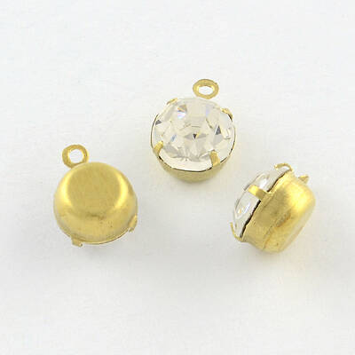Golden Tone Brass Rhinestone Charms