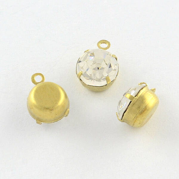 Golden Tone Brass Rhinestone Charms