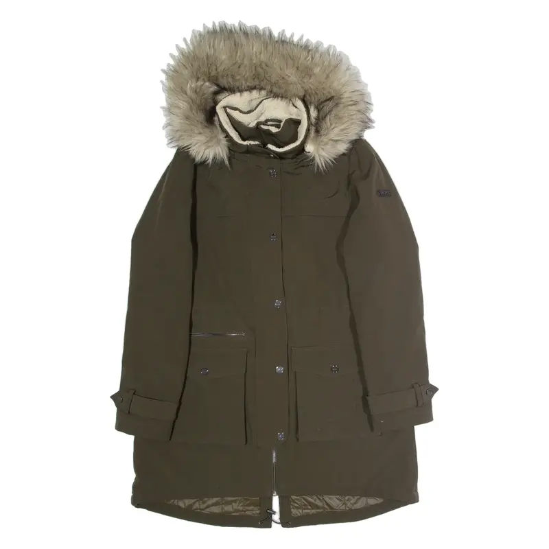 DKNY Womens Parka Coat Green Hooded L