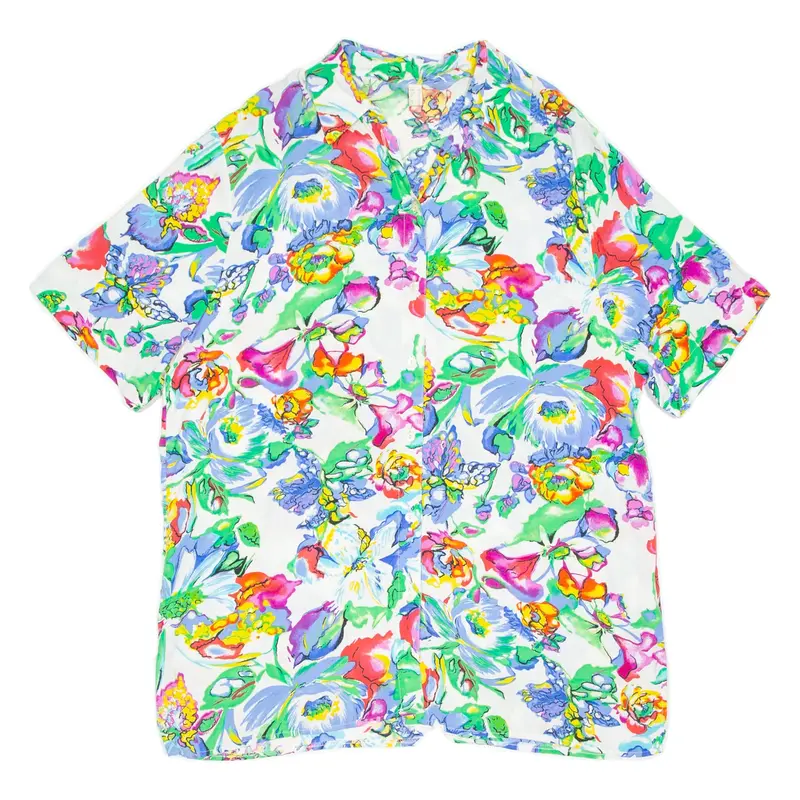 Womens Printed Blouse Blue V-Neck Floral UK 18
