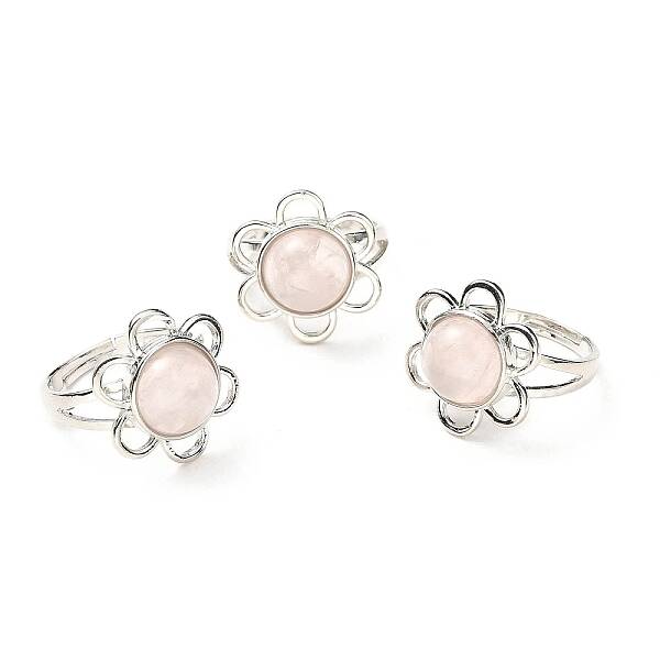 Natural Rose Quartz Adjustable Rings