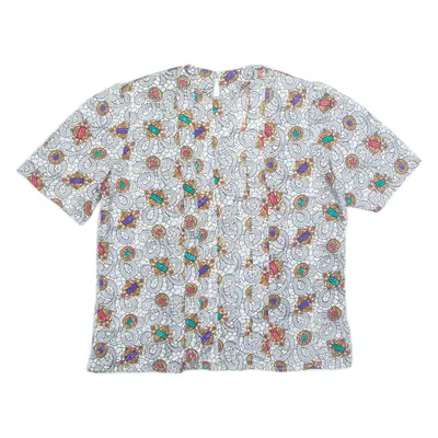 FASHION STAR Womens Printed Shirt White Crazy Pattern L