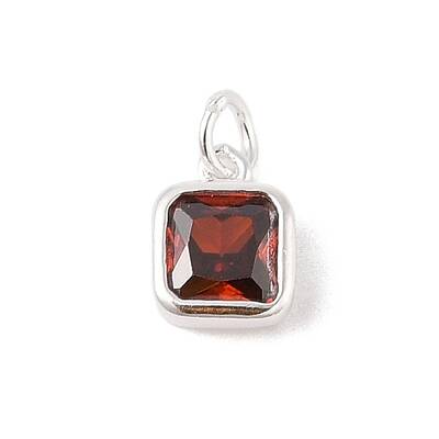 925 Sterling Silver Pave Cubic Zirconia Square Charms with Jump Rings and 925 Stamp