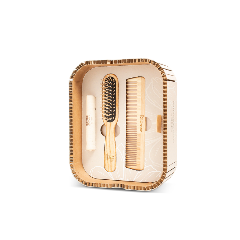 Tek - Hair Pleasure Set | Wooden Brush + Comb for Short Hair