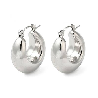 Non-Tarnish 304 Stainless Steel Plain Thick Hoop Earrings