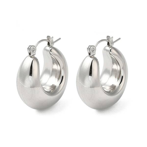 Non-Tarnish 304 Stainless Steel Plain Thick Hoop Earrings