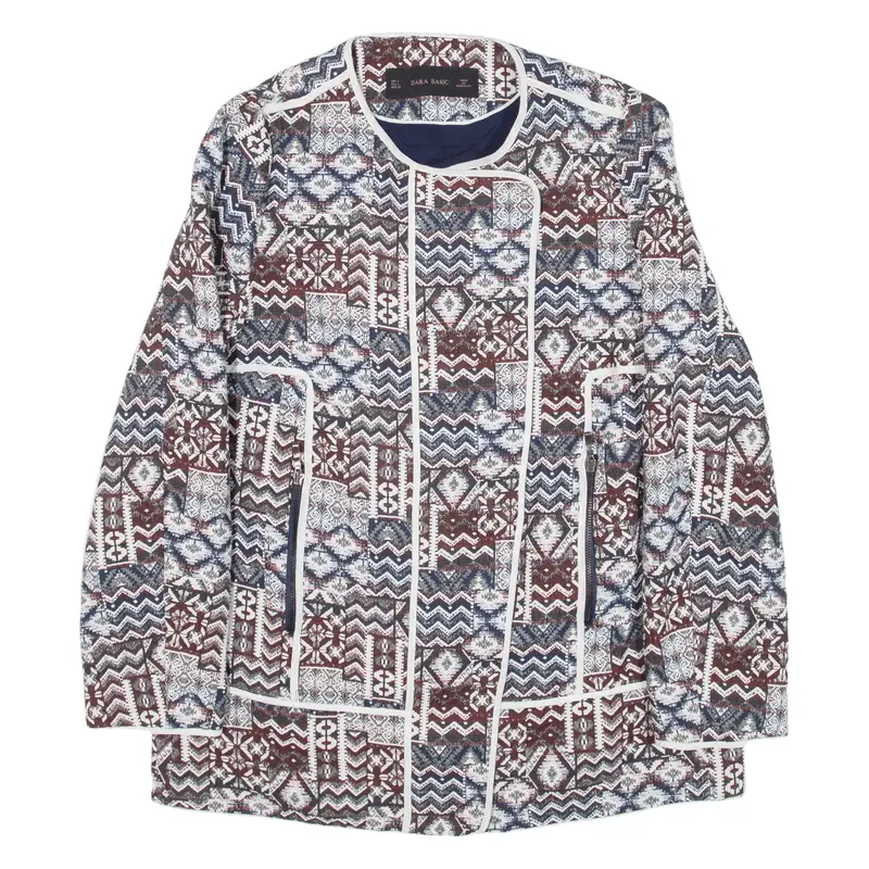 ZARA BASIC Jacket Blue Geometric Womens L