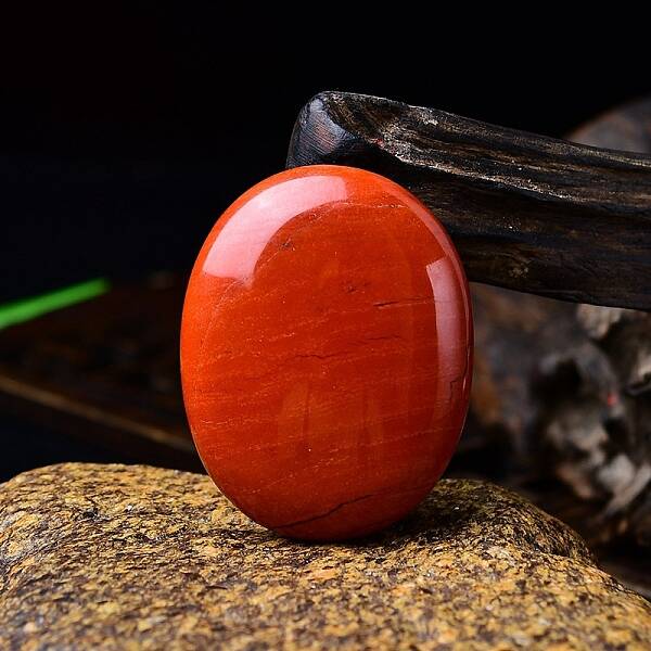 Natural Red Jasper Oval Palm Stone Massager