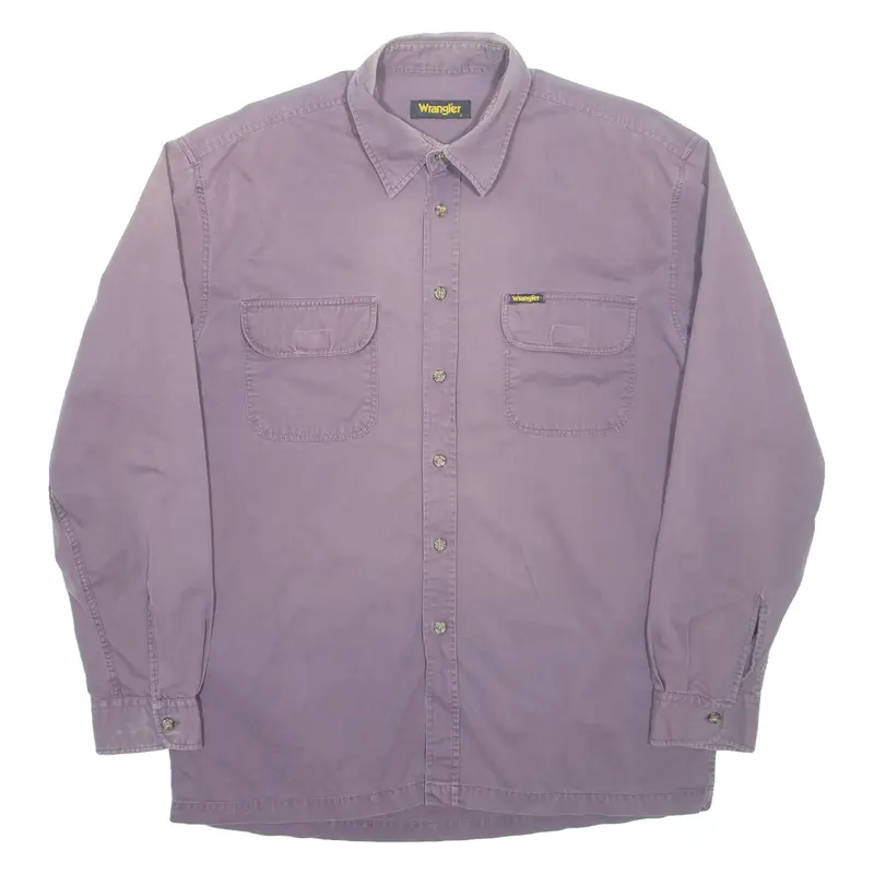 WRANGLER Mens Plain Shirt Brown Long Sleeve L