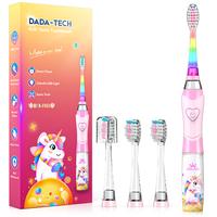 Dada-Tech Kids Electric Toothbrush with Timer, Rainbow LED Light, Food Grade Bristles, Sonic Battery Powered, Rabbit Pink Ora...