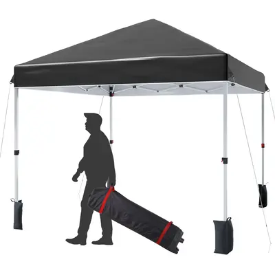 Garvee 10'x10' Instant Pop-Up Canopy Tent - One-Person Setup, Commercial Outdoor Tent w/ 1-Button Push, Wheeled Bag, 4 Sandba...