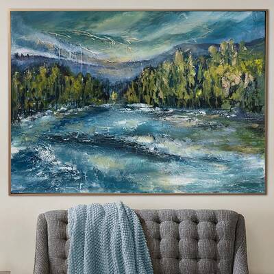 Abstract Forest Painting Landscape Wall Art Impasto Artwork Original Art National Park Painting Modern Acrylic Oil Painting |...