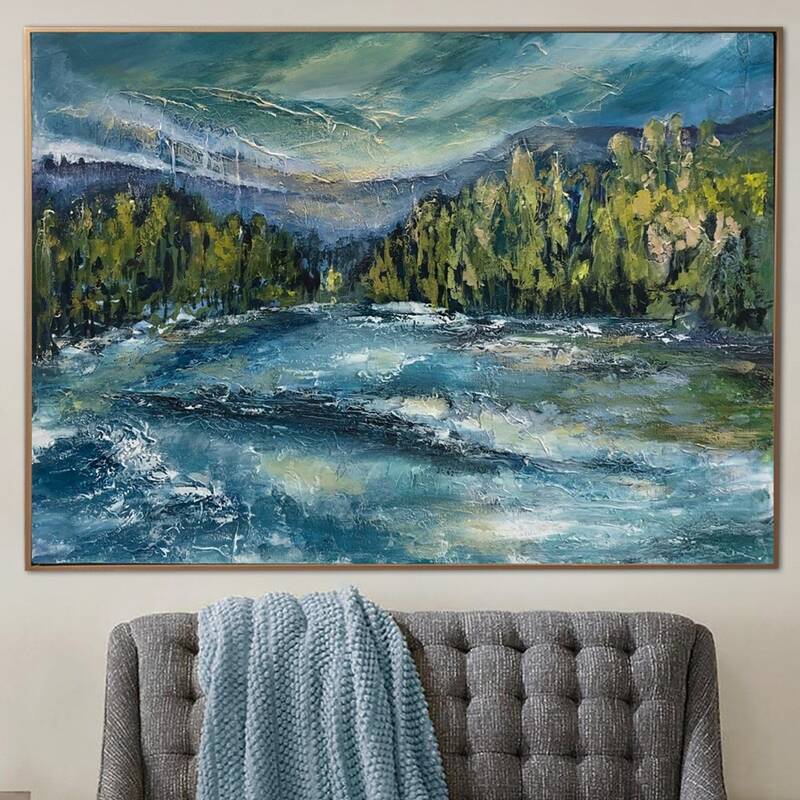 Abstract Forest Painting Landscape Wall Art Impasto Artwork Original Art National Park Painting Modern Acrylic Oil Painting |...