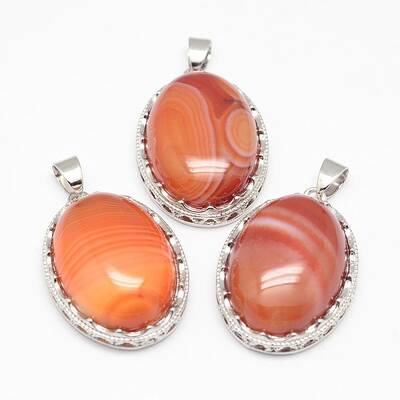 Natural Red Striped Agate/Banded Agate Pendants