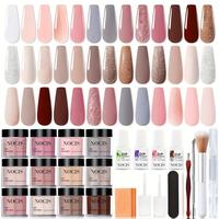 NOCIS 33pcs Impregnation Powder Nail Art Kit - Dip Manicure Kit with 20 pink purple brown Glittering Colors, Top/Primer Activ...