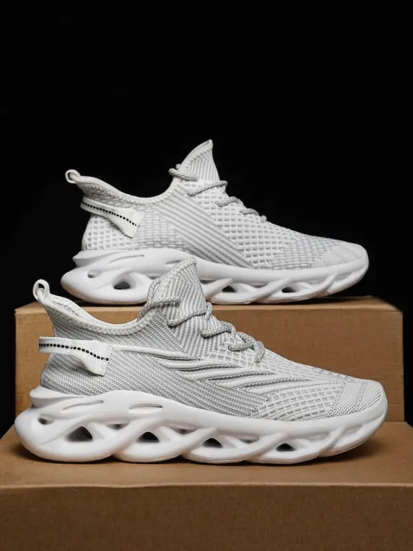 Men's Sportive Plain Low Top Sneakers, Designer Sneakers, Summer Casual Comfortable Breathable Lightweight Non-slip Sports Ru...