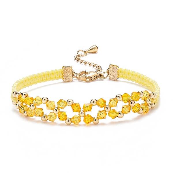 Glass Braided Flower Link Bracelet for Women