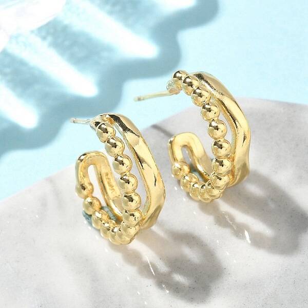 C-Shaped Brass Stud Earrings