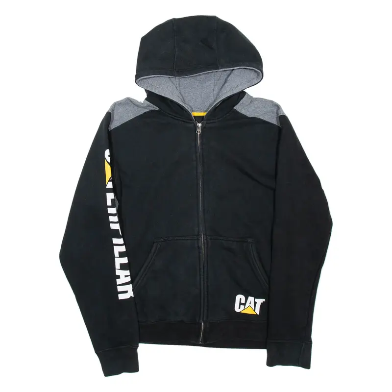 CAT Mens Black Hoodie Full Zip S