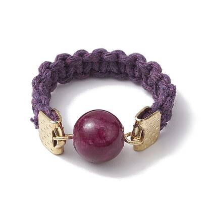 Glass Round Ball Braided Bead Style Finger Ring