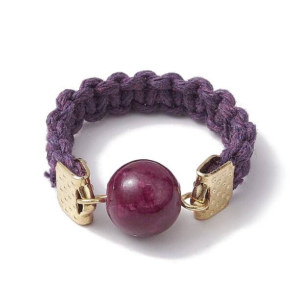 Glass Round Ball Braided Bead Style Finger Ring