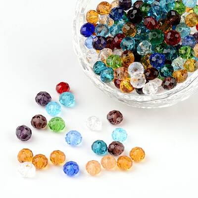Faceted Rondelle Transparent Glass Beads