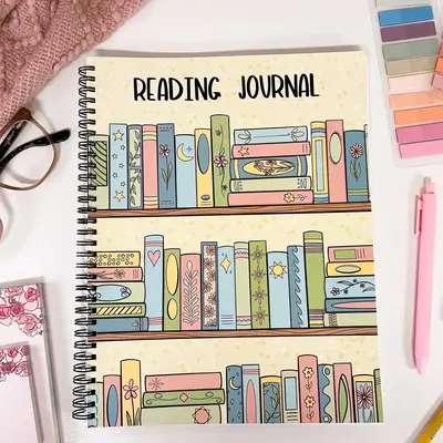 Reading journal, 50 book review pages, coloring pages and reading prompts plus more! diary notebook