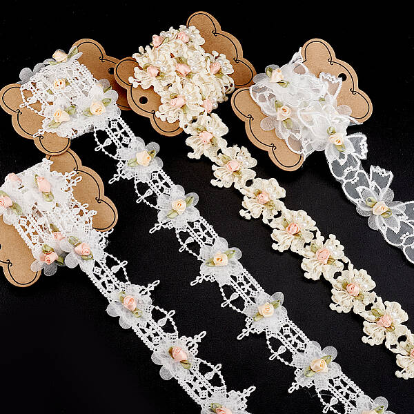 4 Yards 4 Styles Organza Flower Lace Trim