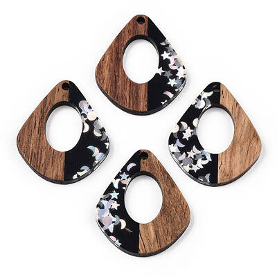 Opaque Resin & Walnut Wood Pendants