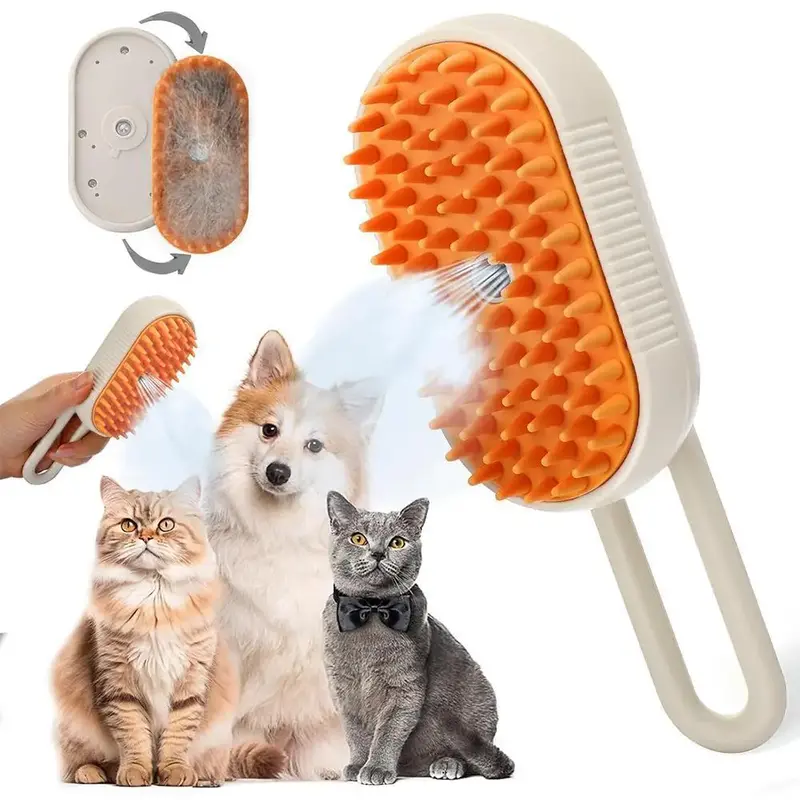 Electric Pet Hair Removal Spray Brush, Pet Grooming Brush with Spray Function, Pet Massage Brush, Dog & Cat Grooming Supplies...