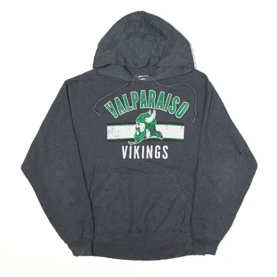JERZEES Valparaiso Vikings Hoodie Grey Pullover Mens M