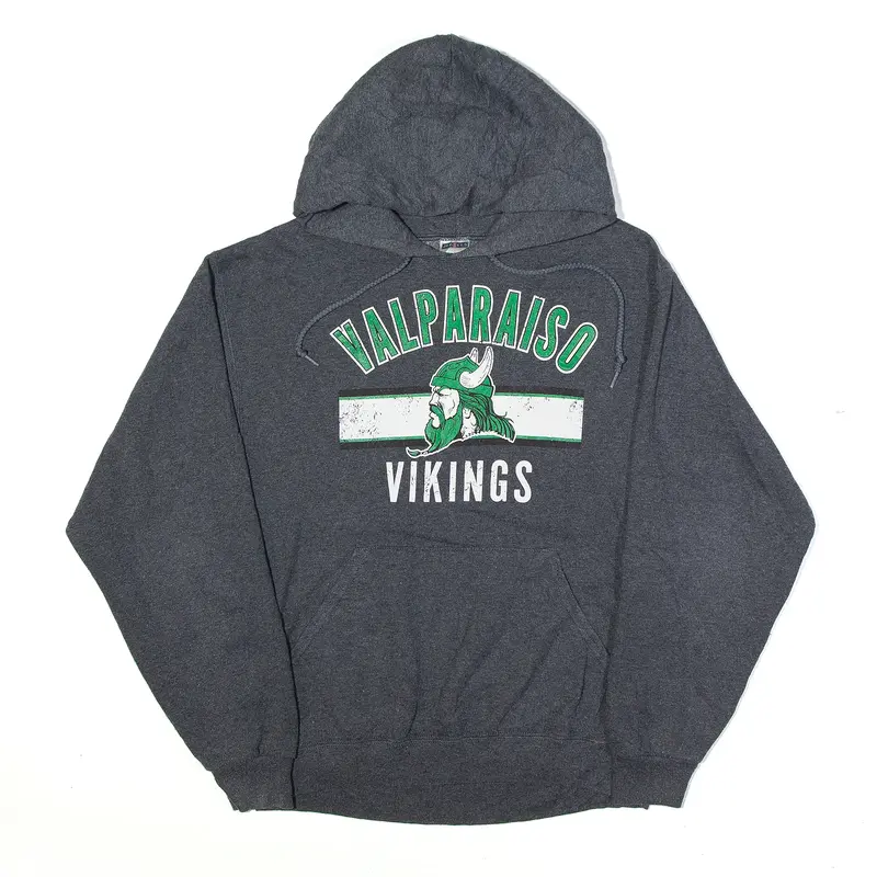 JERZEES Valparaiso Vikings Hoodie Grey Pullover Mens M