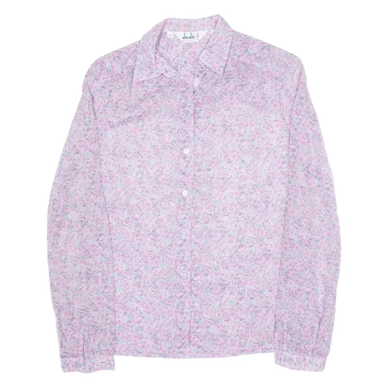 DADA Sheer Shirt Purple Floral Long Sleeve Womens S