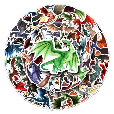 50pcs Random Dragon Pattern Sticker, Waterproof Self Adhesive Decor Paper, Decor Sticker For Gift Greeting Card Water Bottle ...