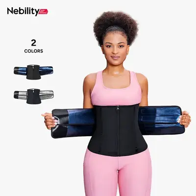 Nebility Women's Minimalist Casual Basic Gym Sauna Sweat Enhancing Daily shapewear women Comfort Belt Closure fajas bodysuit ...
