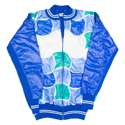 AGUSPORT Mens Varsity Jacket Blue Wool 90s Crazy Pattern M