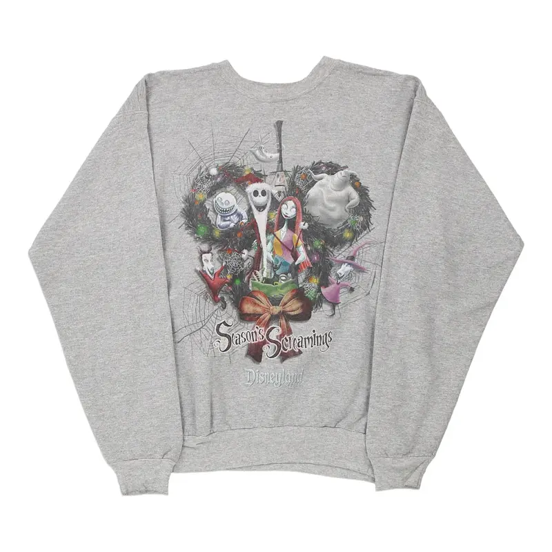 Age 14 Nightmare Before Christmas Graphic Sweatshirt - Small Grey Cotton