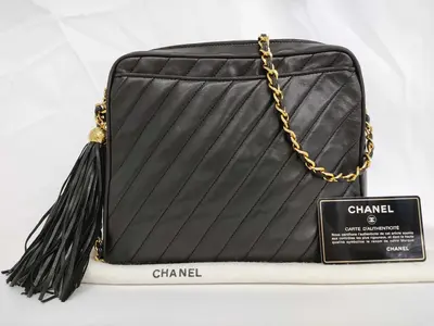 Pre-owned CHANEL PVC Shoulder Bags Lambskin Fringe Chain Shoulder Bag