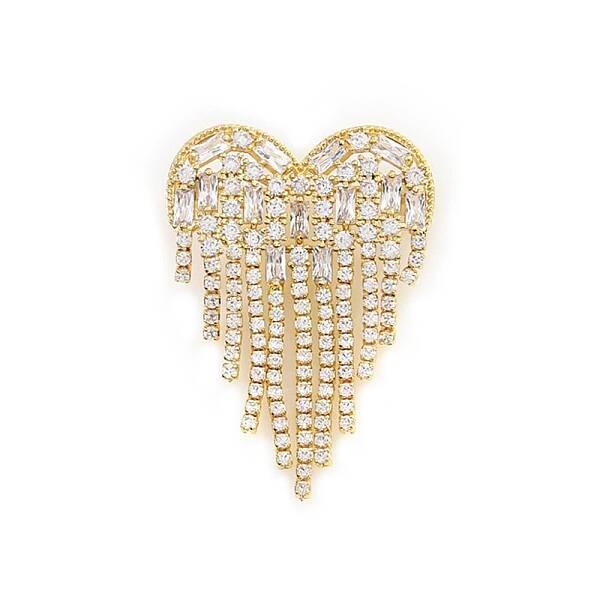 Zinc Alloy Micro Pave Clear Cubic Zirconia Heart Brooches