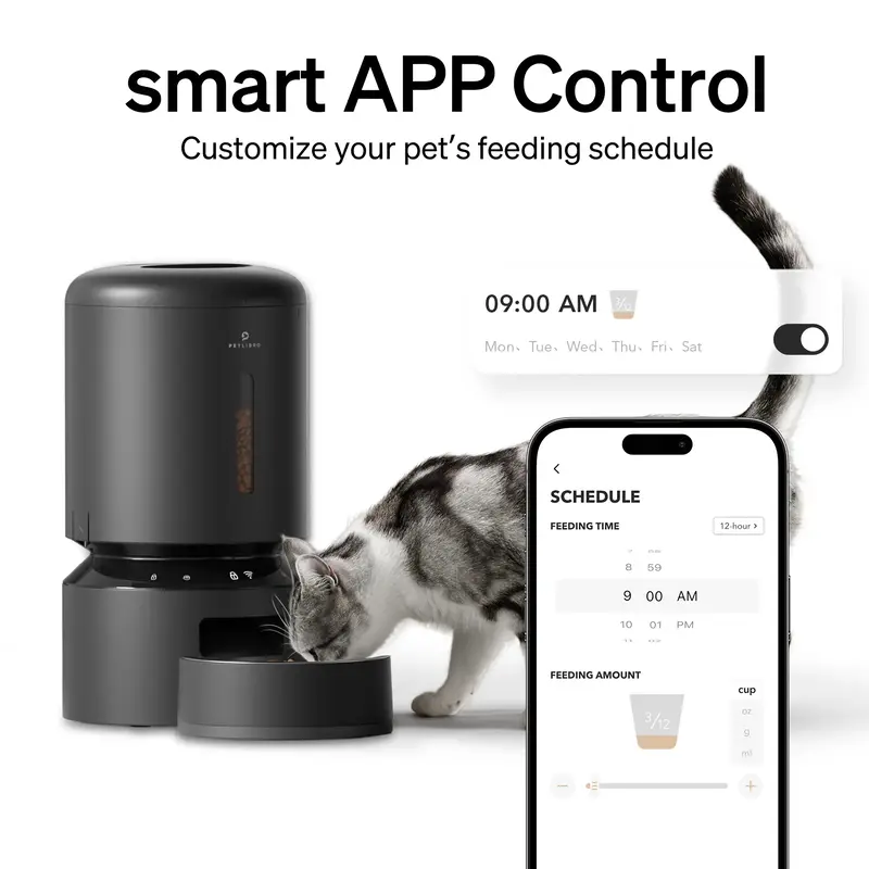 PETLIBRO Automatic Cat Feeder with Alexa,5G WiFi Automatic Pet Feeder with Freshness Preservation, 5L Timed Cat Feeder with L...