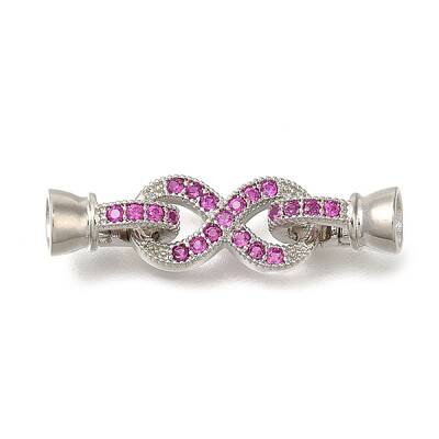 Rack Plating Infinity Brass Micro Pave Cubic Zirconia Fold Over Clasps
