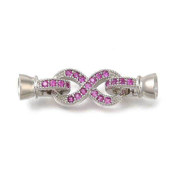 Rack Plating Infinity Brass Micro Pave Cubic Zirconia Fold Over Clasps