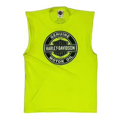 Harley Davidson Graphic Vest - Medium Yellow Cotton Blend