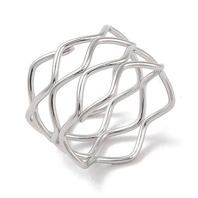 Non-Tarnish 304 Stainless Steel Wave Finger Rings for Women