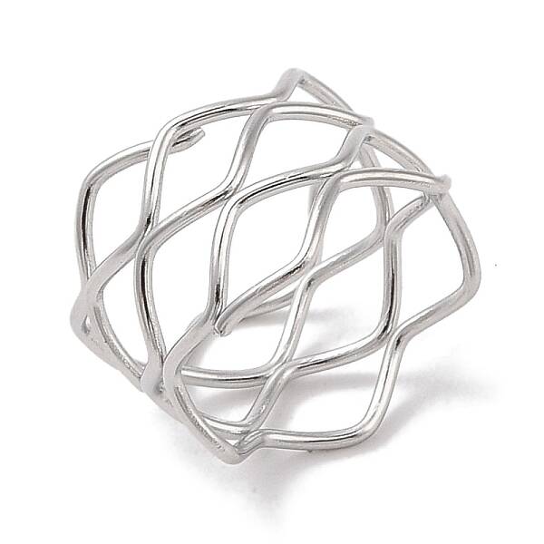 Non-Tarnish 304 Stainless Steel Wave Finger Rings for Women