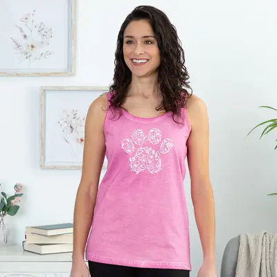 Flower Paw Vintage Acid Wash Tank Top - 4X