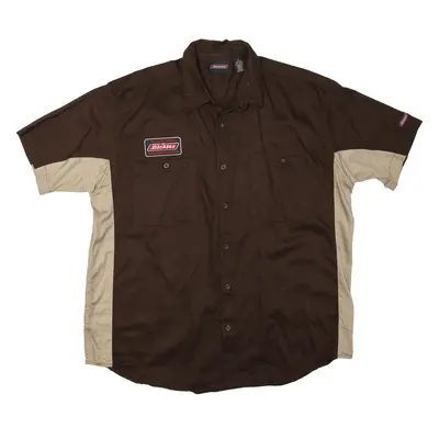 DICKIES Worker Shirt Brown Short Sleeve Mens XL