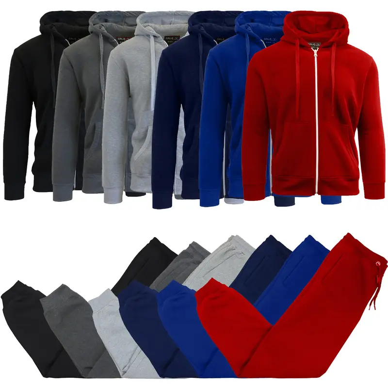 Multipack Pack Boy's Fleece-Lined Zip Sweater Hoodie & Jogger Set(Sizes, 4 - 20) (Size Up For a Comfortable Loose Fit))