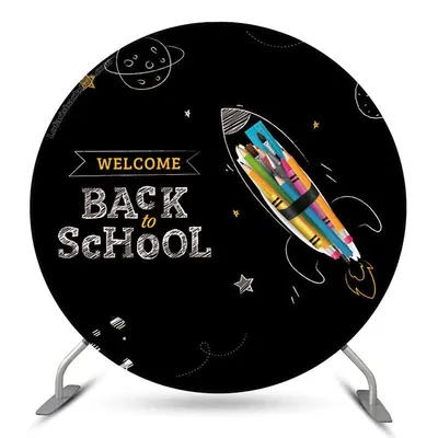 Aperturee Chalk Drawing Round Back To School Backdrop Cover | Backdrop Sunflower Party Decorations | Custom Backdrop For Part...
