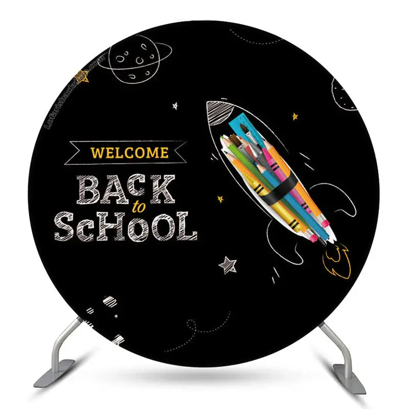 Aperturee Chalk Drawing Round Back To School Backdrop Cover | Backdrop Sunflower Party Decorations | Custom Backdrop For Part...